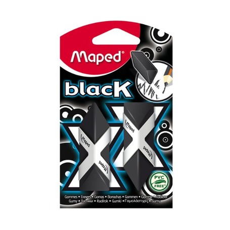 Ластик Maped BLACK PYRAMIDE, черный, 2 шт, блистер