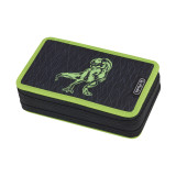 Пенал Green Dino, 2 молнии, 23 предмета