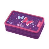 Пенал Purple Butterfly, 2 молнии, 23 предмета