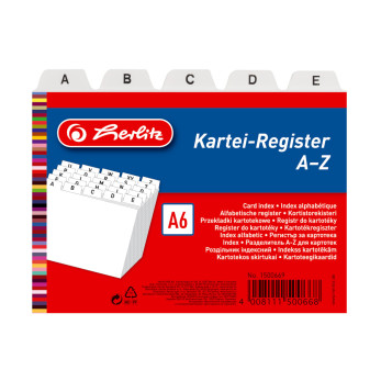Разделители для картотек, А6, А-Z, пластик