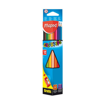 Цветные карандаши Maped Color'peps, трехгранные, 12 шт. и точилка